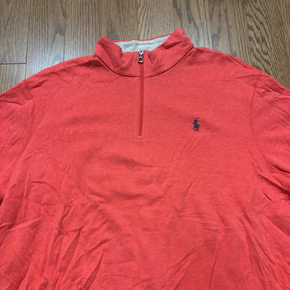 Vintage Polo Ralph Lauren 1/4 Zip Sweater Red Men's XL Y2K Preppy Ivy Wear
